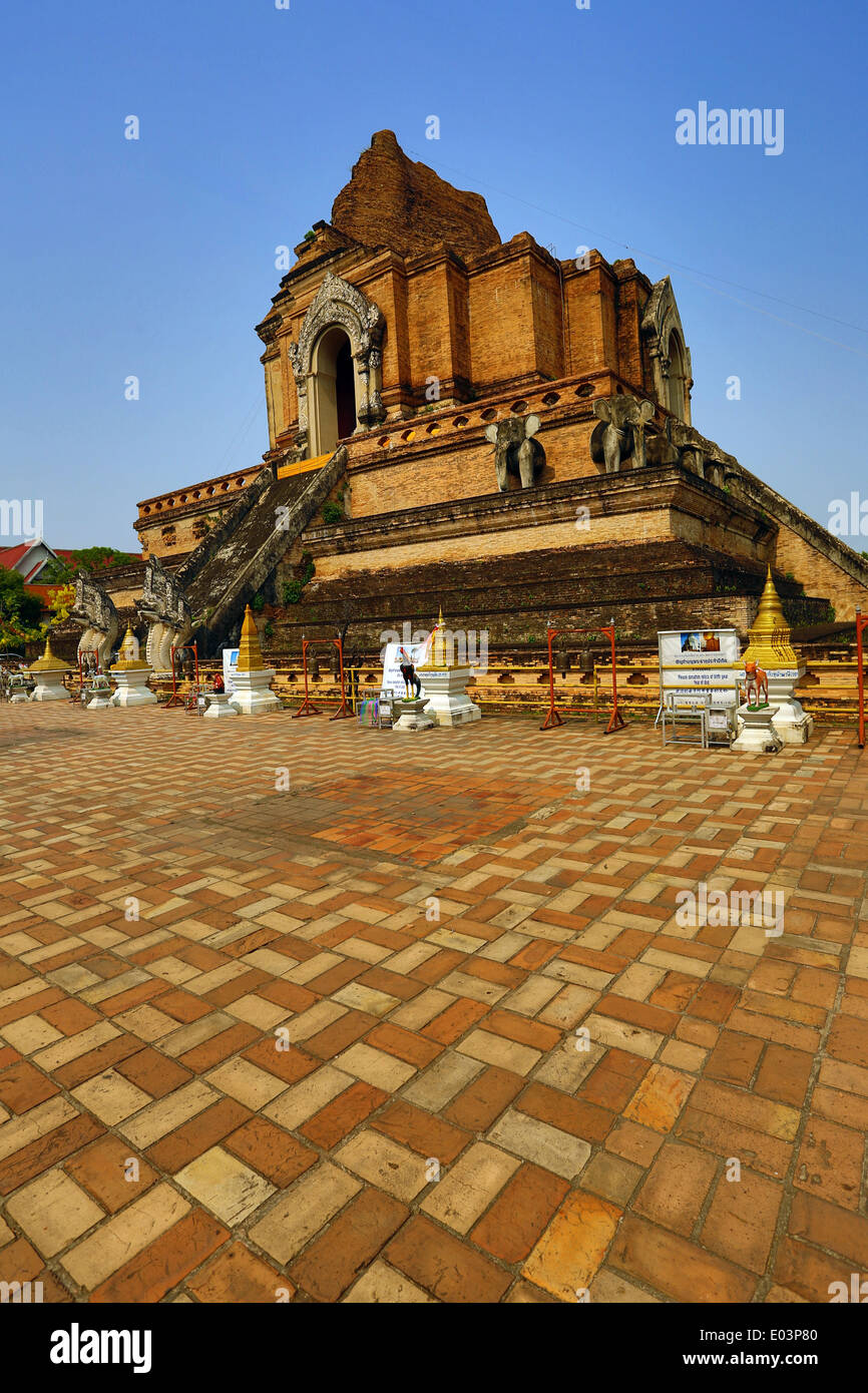 Le chedi du Wat Chedi Luang temple à Chiang Mai, Thaïlande Banque D'Images
