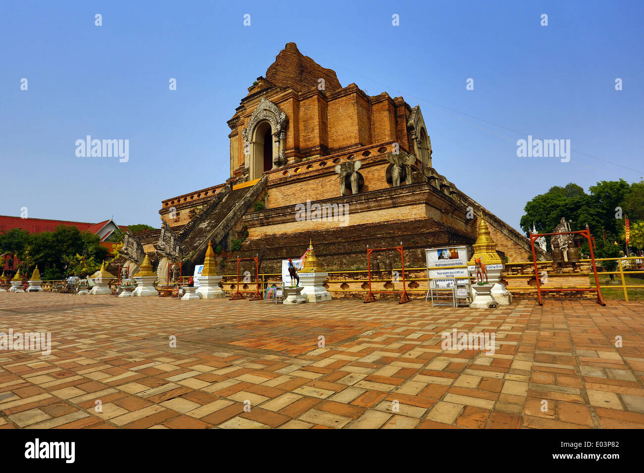 Le chedi du Wat Chedi Luang temple à Chiang Mai, Thaïlande Banque D'Images