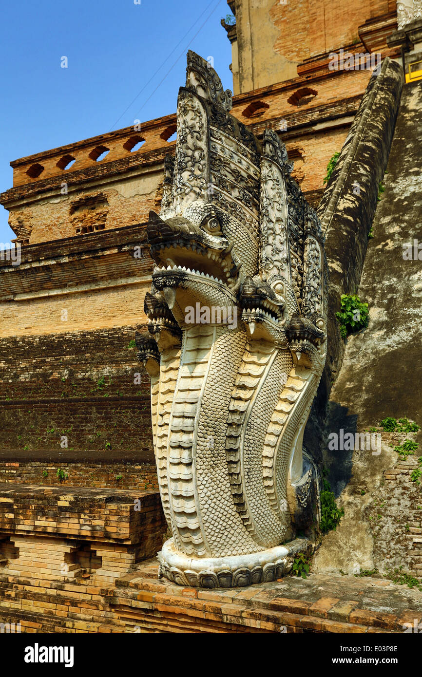 Le chedi du Wat Chedi Luang temple à Chiang Mai, Thaïlande Banque D'Images