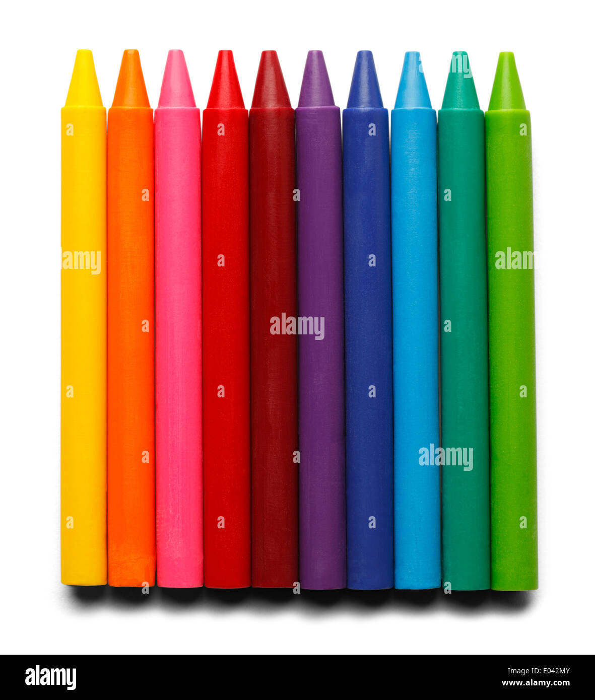 Crayons sans papier couvrant isolé sur fond blanc. Banque D'Images