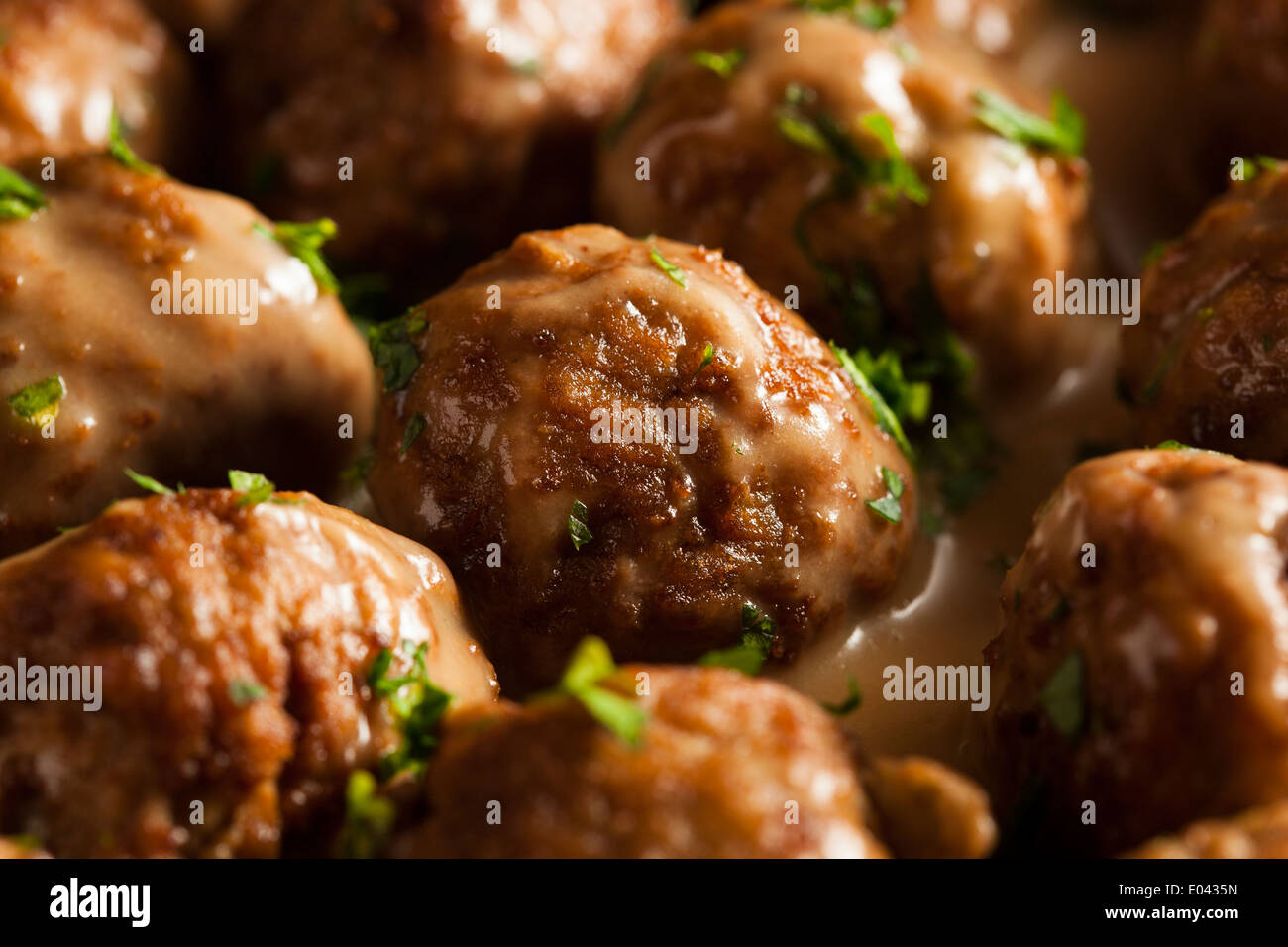 Des boulettes de viande suédoises à la crème et persil Banque D'Images