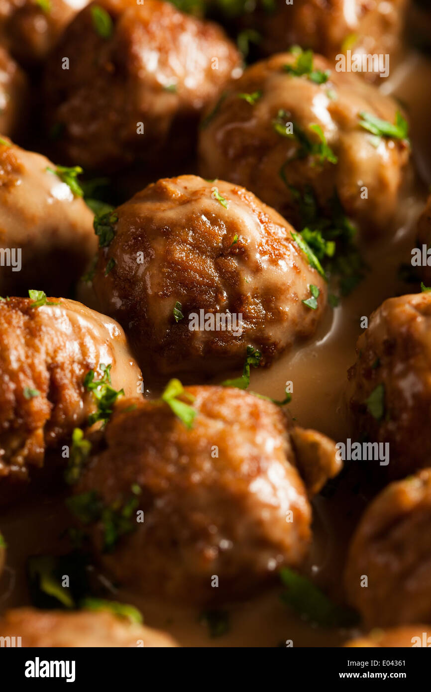 Des boulettes de viande suédoises à la crème et persil Banque D'Images