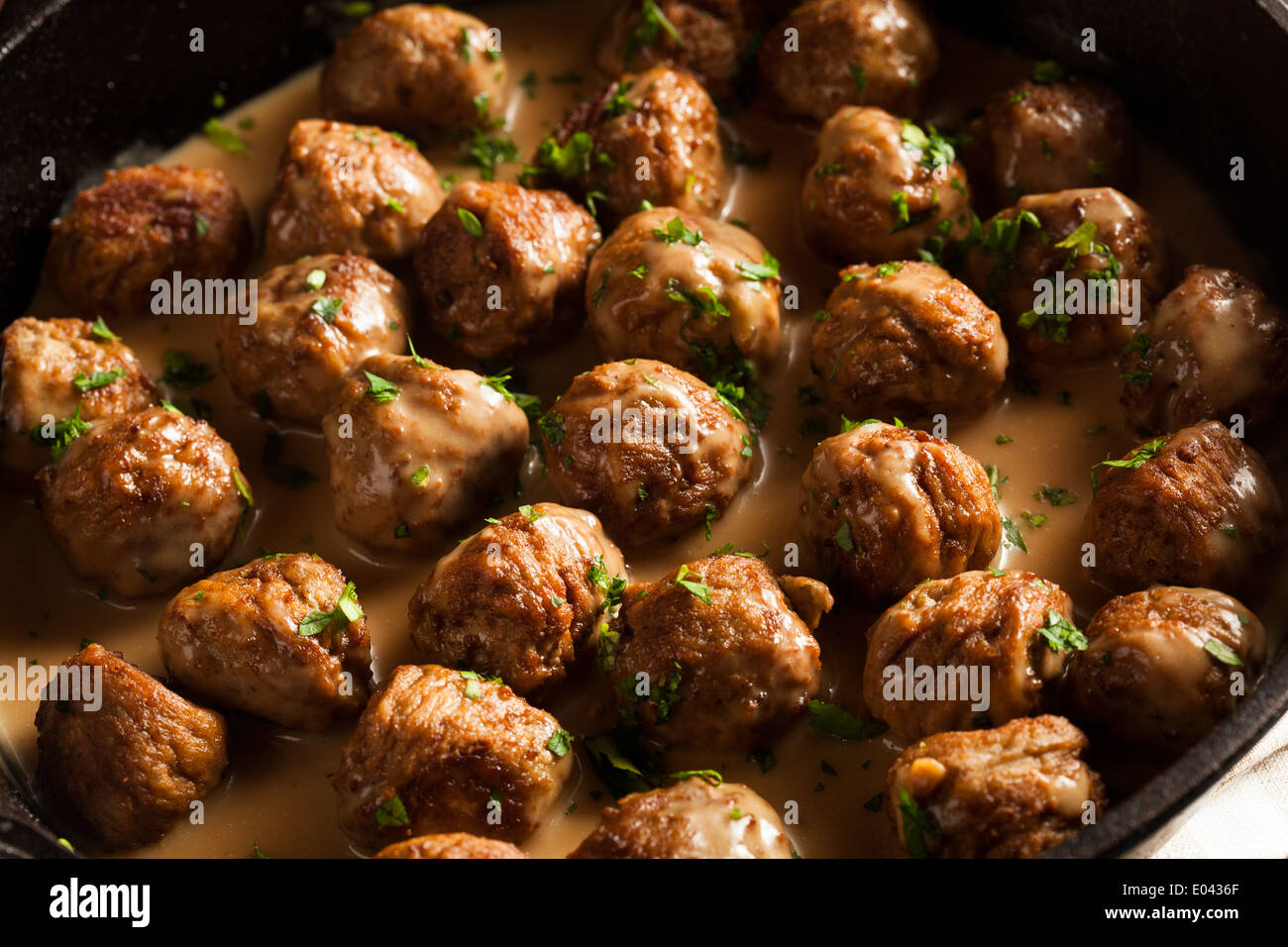 Des boulettes de viande suédoises à la crème et persil Banque D'Images