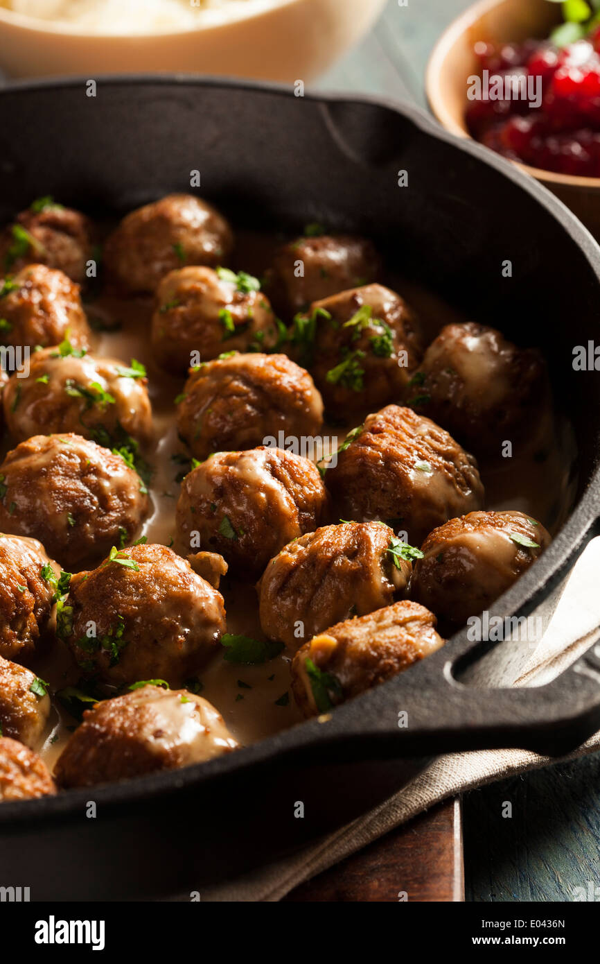 Des boulettes de viande suédoises à la crème et persil Banque D'Images