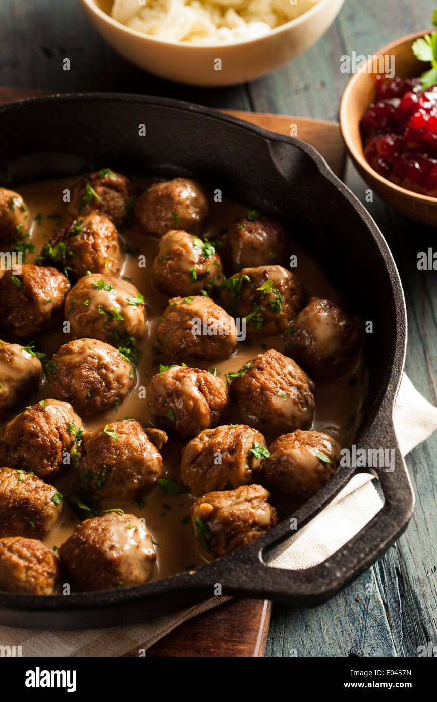 Des boulettes de viande suédoises à la crème et persil Banque D'Images
