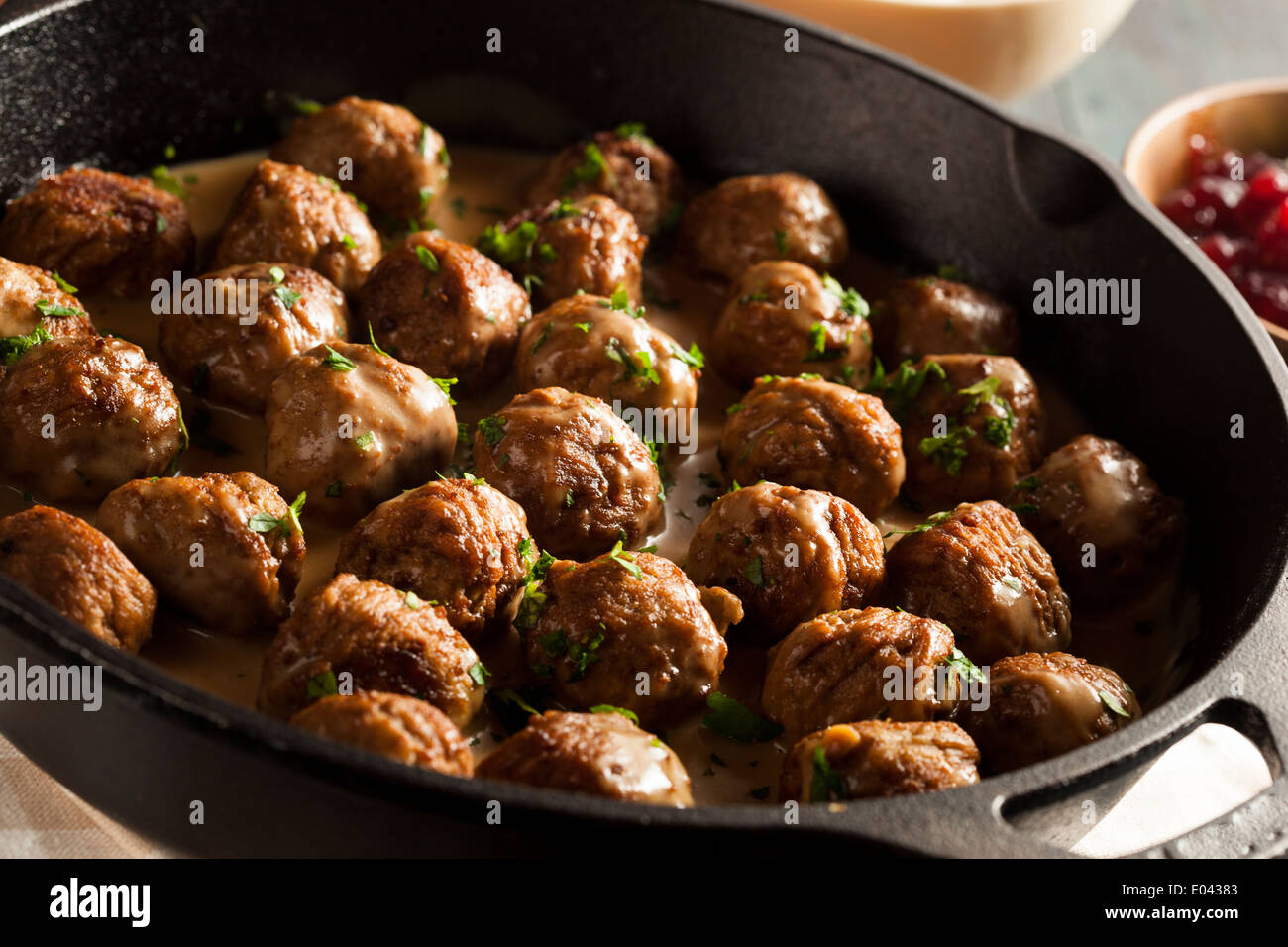 Des boulettes de viande suédoises à la crème et persil Banque D'Images