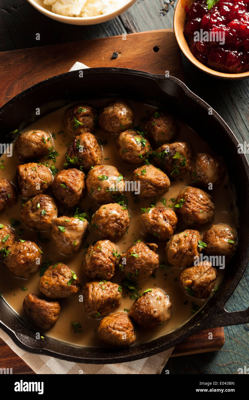 Des boulettes de viande suédoises à la crème et persil Banque D'Images