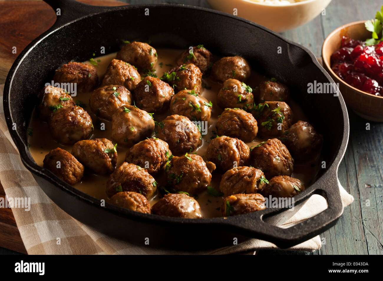 Des boulettes de viande suédoises à la crème et persil Banque D'Images