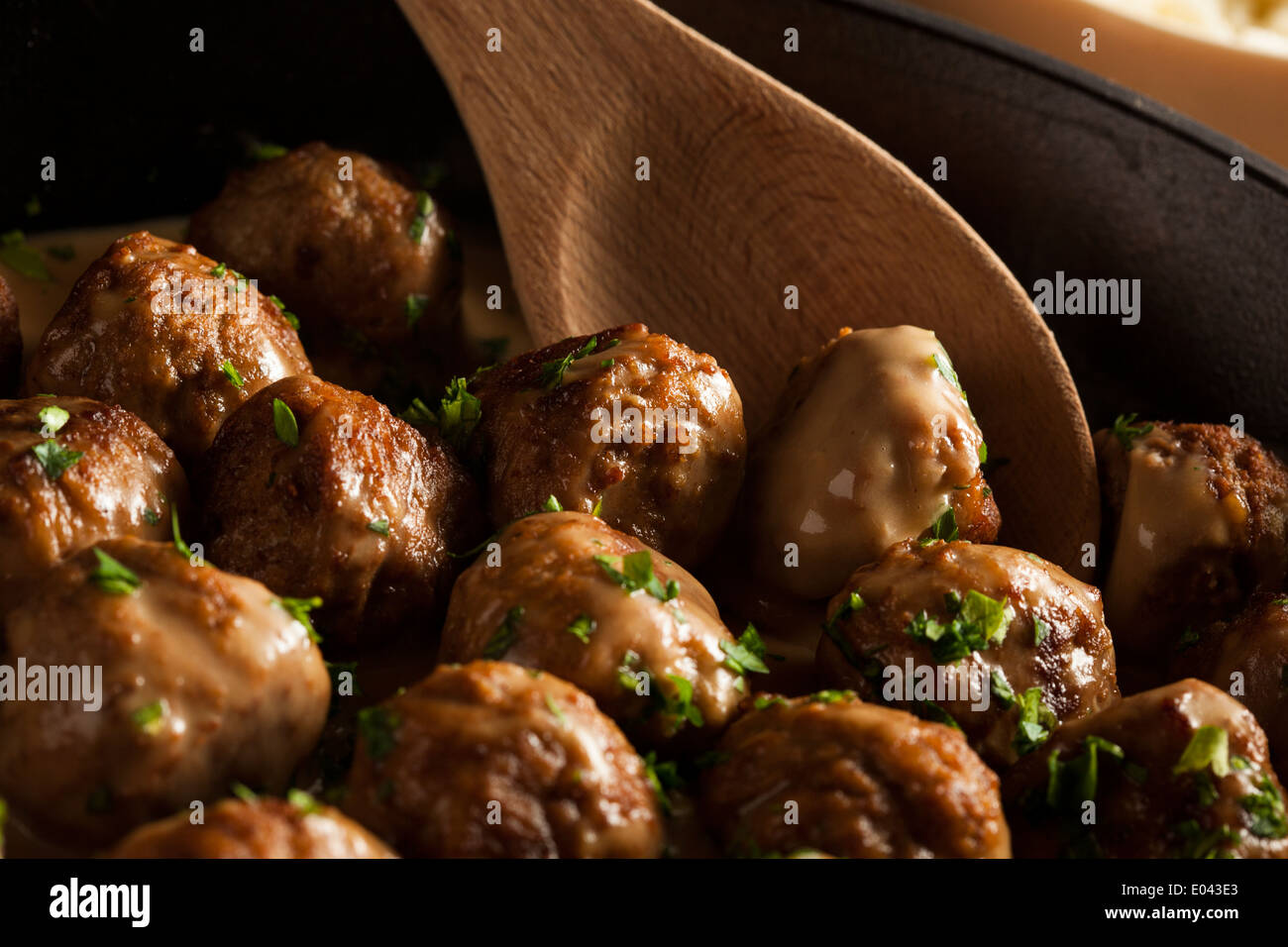 Des boulettes de viande suédoises à la crème et persil Banque D'Images