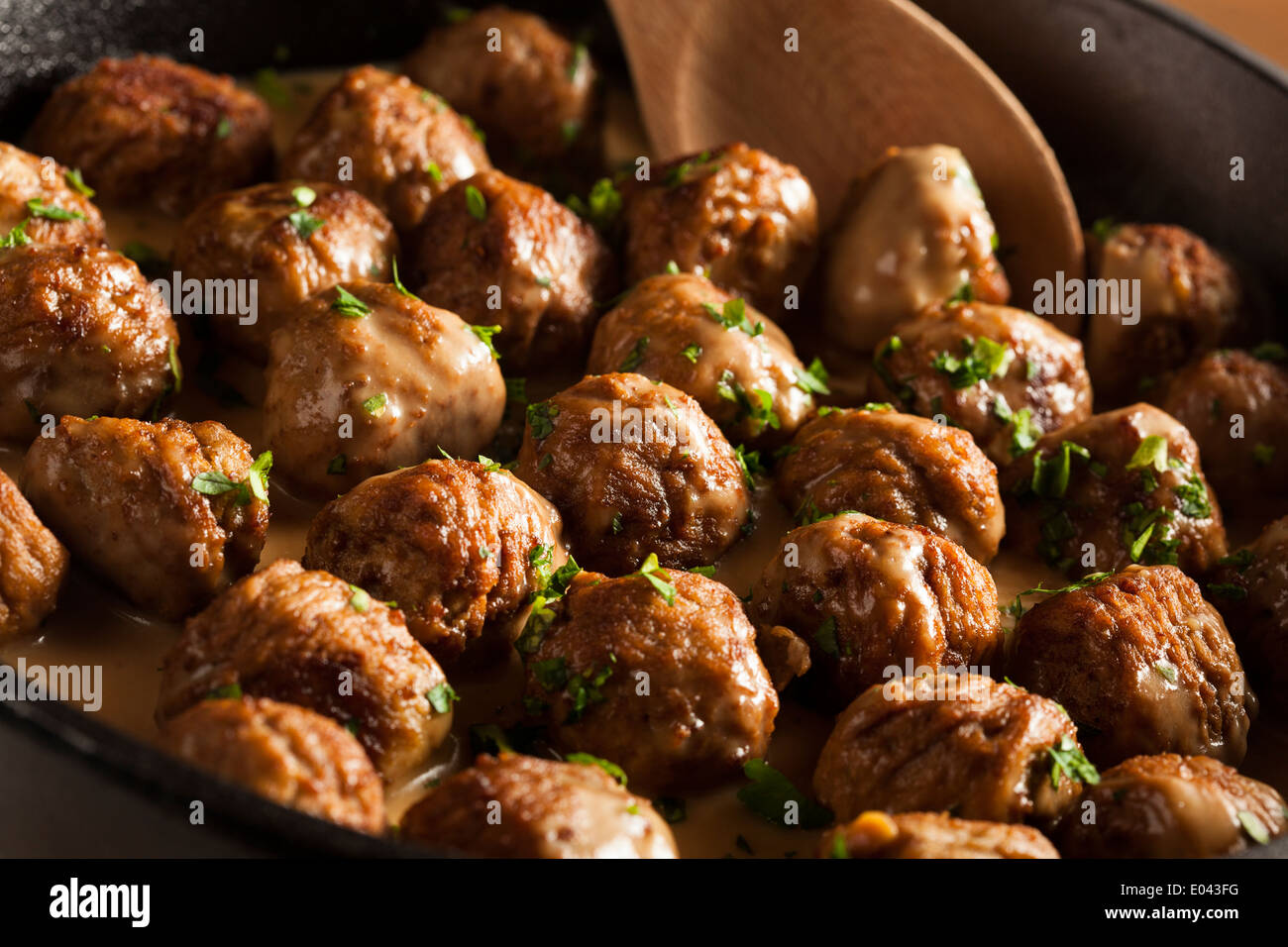 Des boulettes de viande suédoises à la crème et persil Banque D'Images