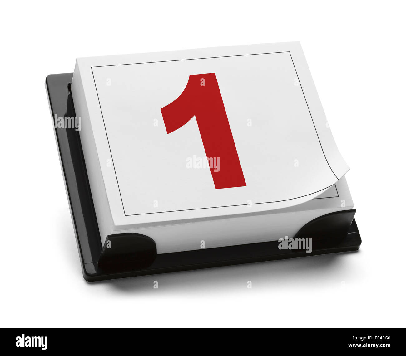 Une rouge Première page de calendrier isolé sur fond blanc. Banque D'Images