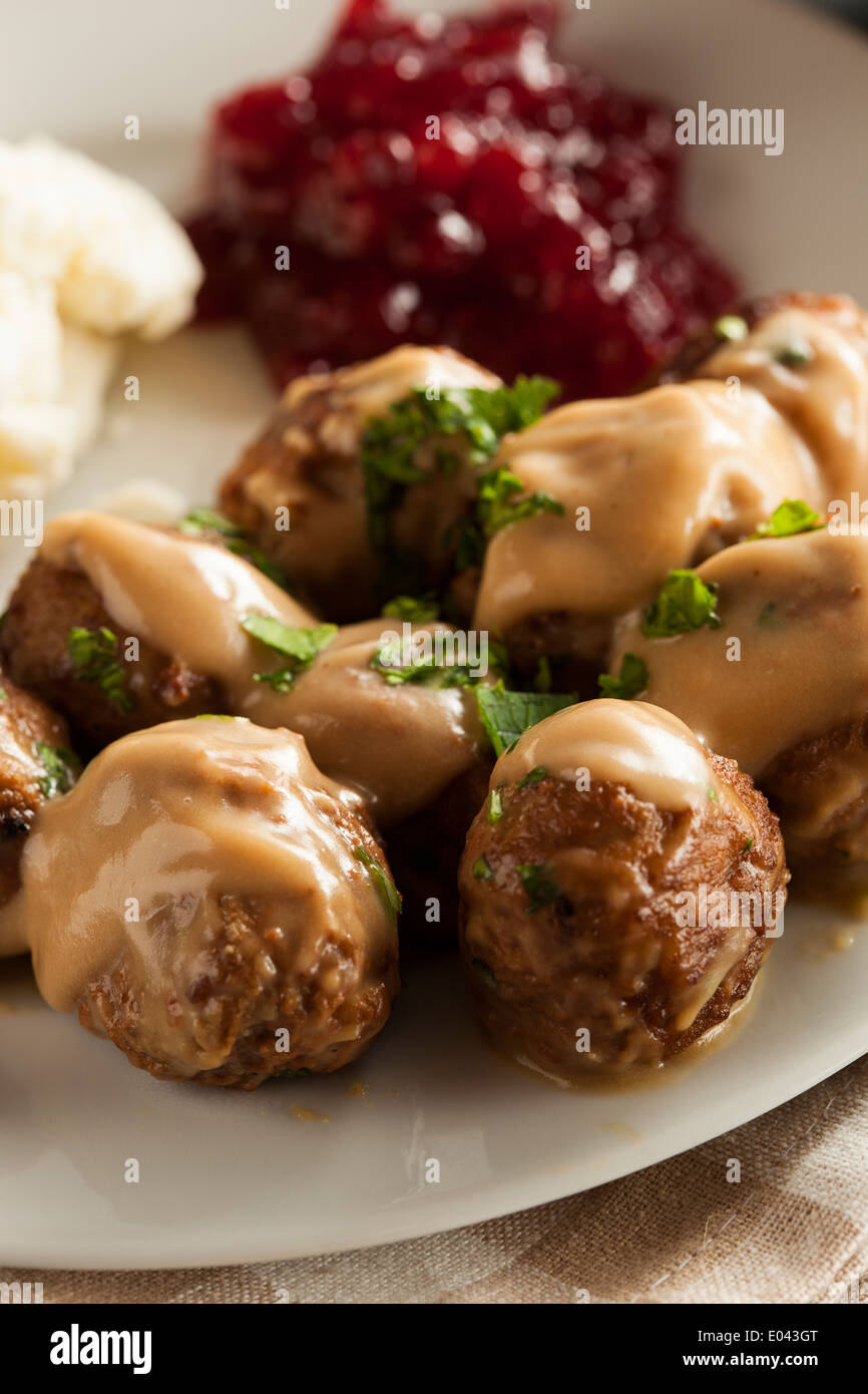 Des boulettes de viande suédoises à la crème et persil Banque D'Images