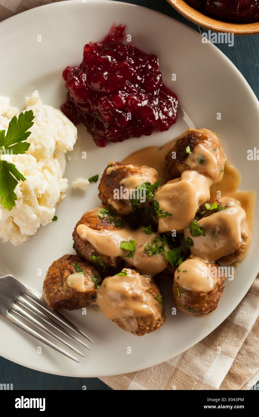 Des boulettes de viande suédoises à la crème et persil Banque D'Images