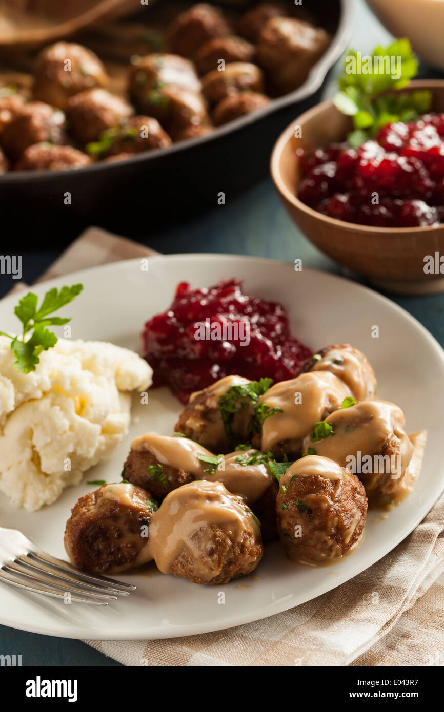 Des boulettes de viande suédoises à la crème et persil Banque D'Images