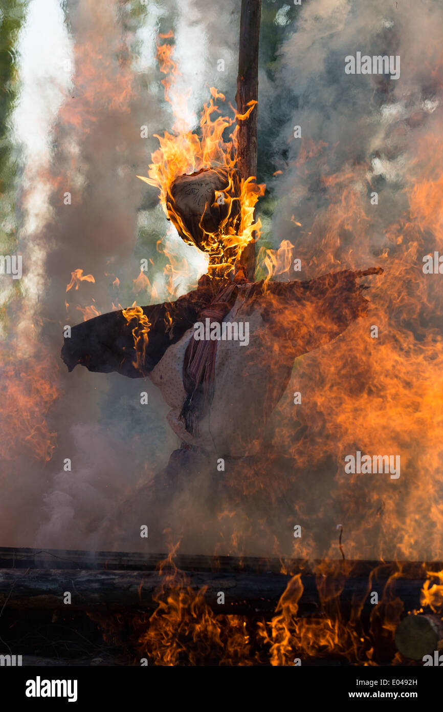 La Combustion des Sorcières, célébration Buštěhrad, Kladno, République tchèque, de nombreuses sorcières ont été brûlées au cours du 16ème siècle Banque D'Images