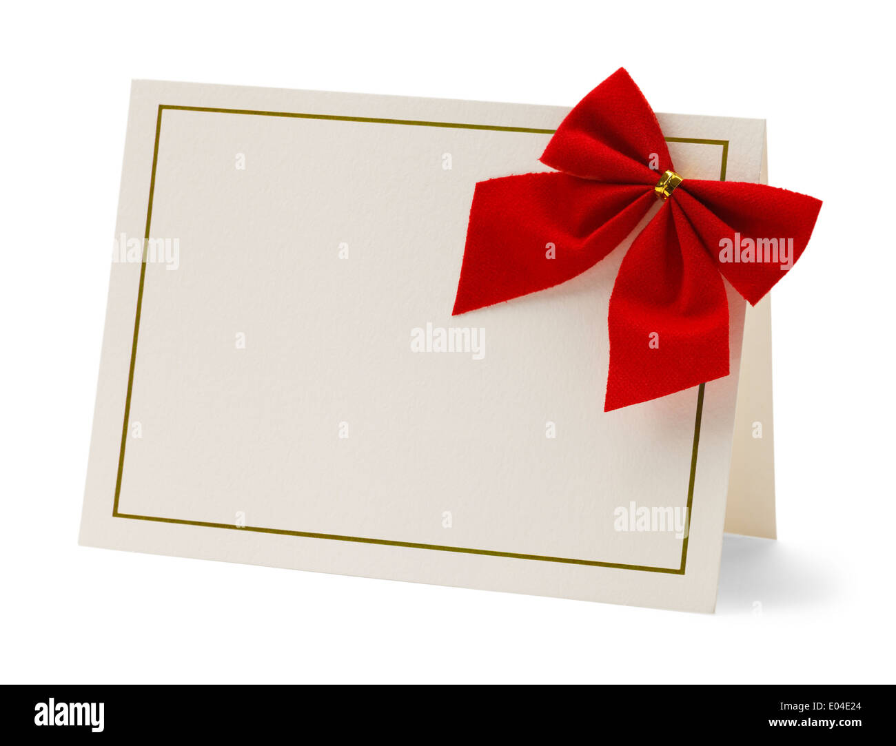 Carte vierge avec arc rouge isolé sur fond blanc. Banque D'Images