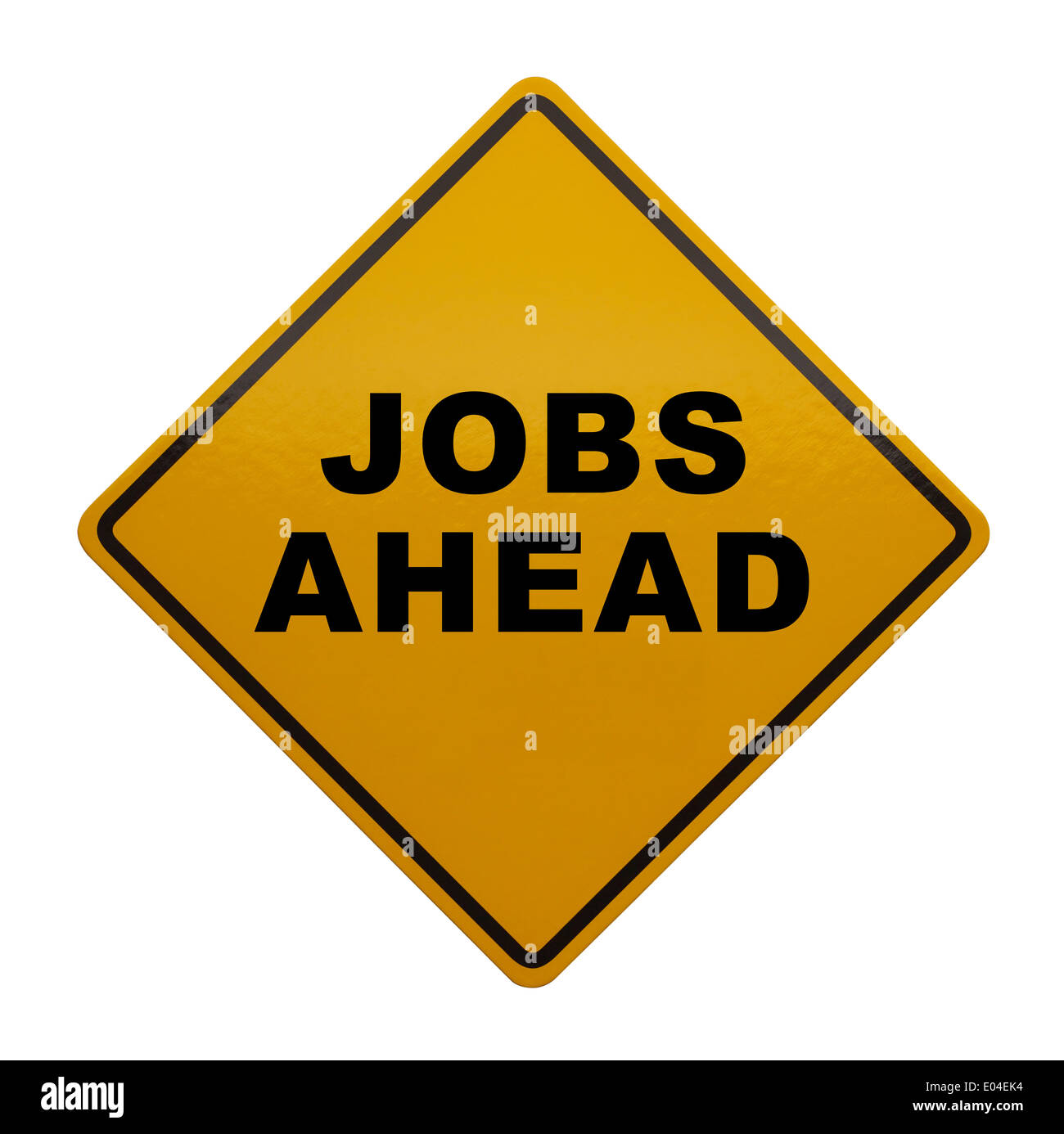 Panneau jaune avec Job Forcast isolé sur fond blanc. Banque D'Images