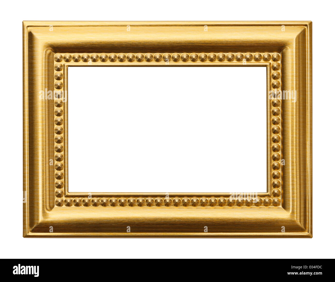 Gold Frame avec Copyspace isolé sur fond blanc Banque D'Images