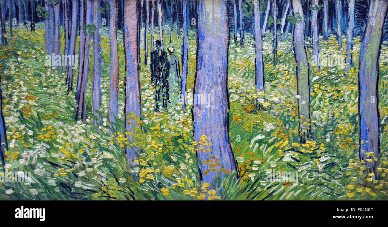 Vincent Van Gogh sous bois avec deux Figures Banque D'Images