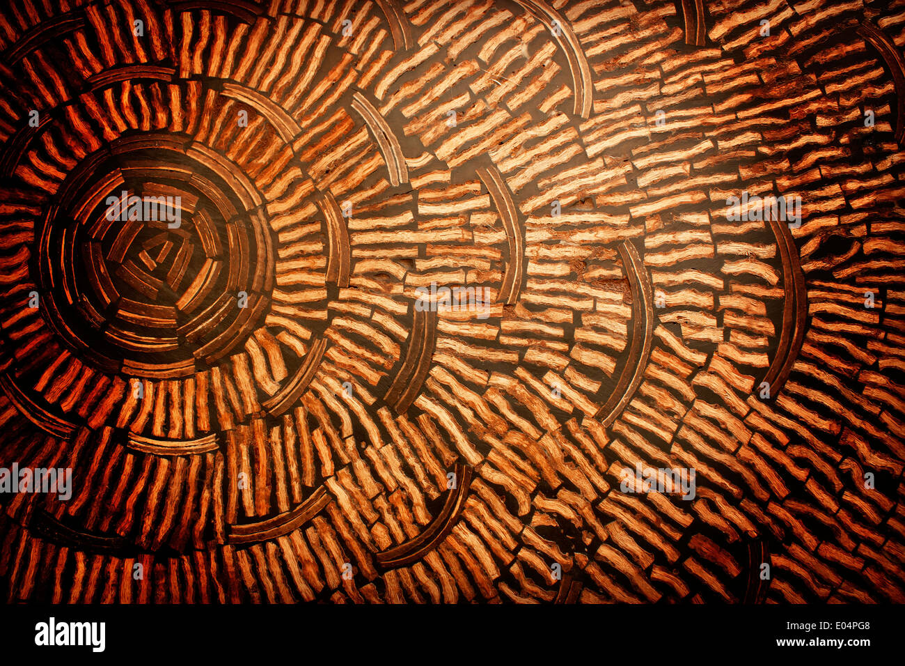 Coque de noix de coco à motifs mur lettre des fibres naturelles. Banque D'Images