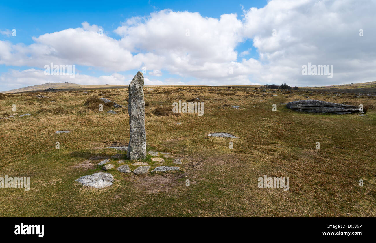 Standing Stone à Merrivale à Dartmoor dans le Devon Banque D'Images