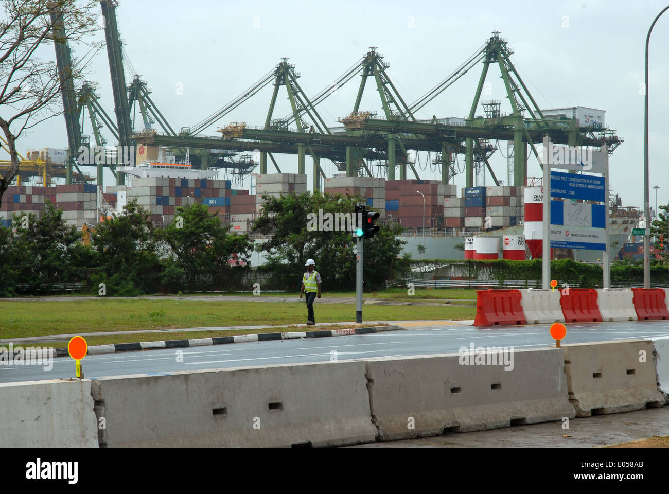 Des conteneurs sur les quais, port de Singapour, Singapour Banque D'Images
