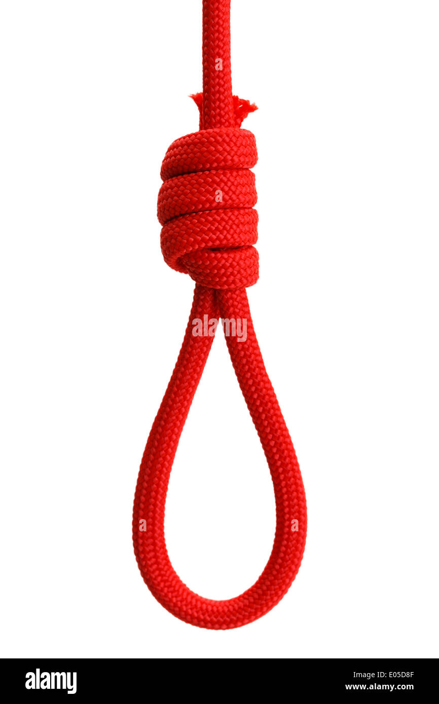 Corde corde rouge isolé sur fond blanc. Banque D'Images