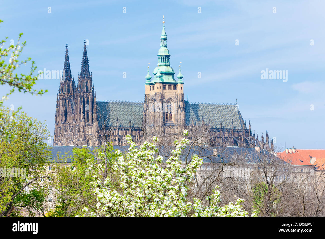Prague - Vue du château de Prague et la cathédrale Saint-Guy Banque D'Images