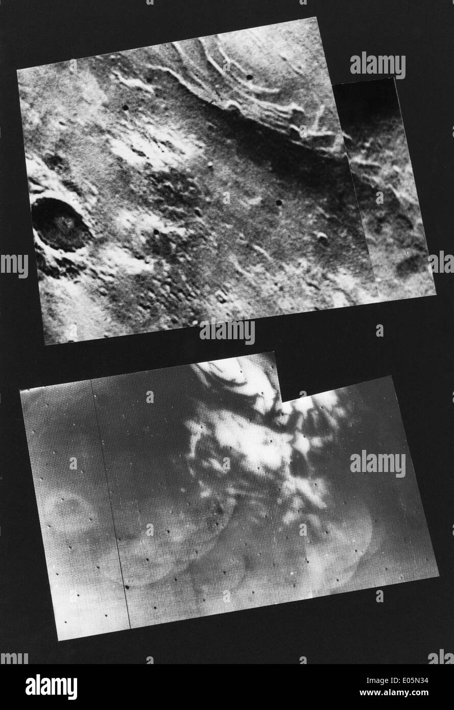 La calotte polaire sud de mars est capturée dans des images prises par les vaisseaux spatiaux Mariner 9 et Mariner 7 en 1969, contribuant aux premières données d'exploration martienne. Banque D'Images