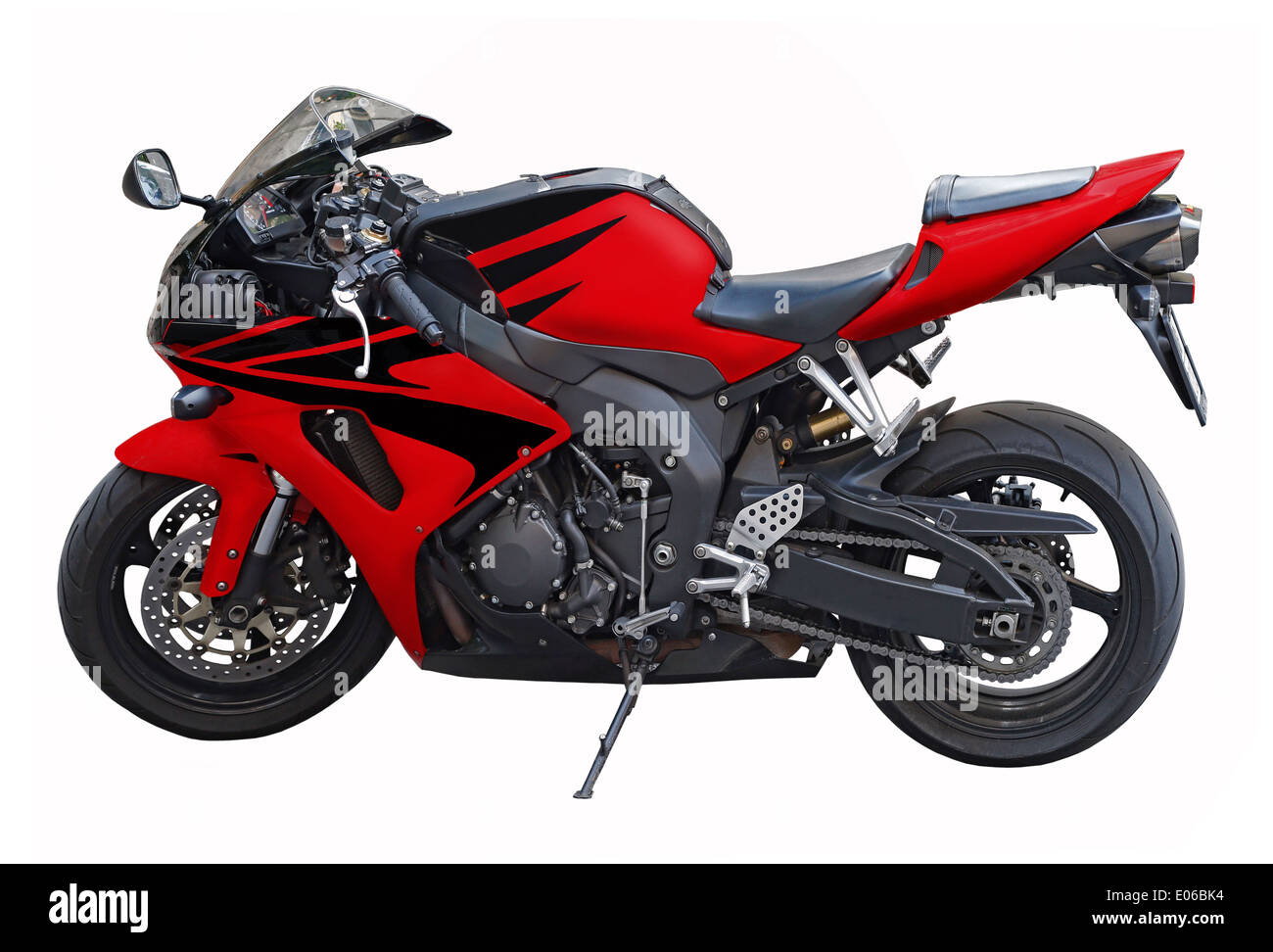 Une moto rouge isolé sur fond blanc Photo Stock - Alamy