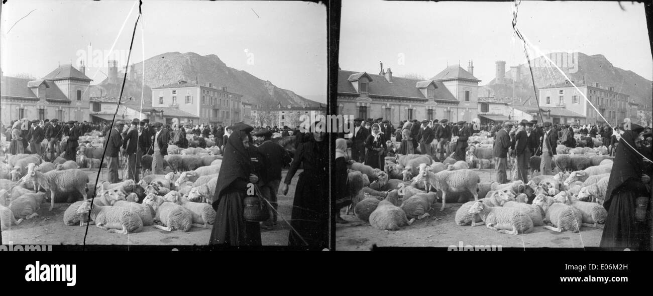 A la foire, Foix, novembre 1905 Banque D'Images