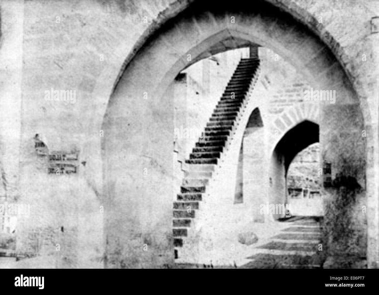 Pont Valentré, escalier, Cahors, 1891 Banque D'Images