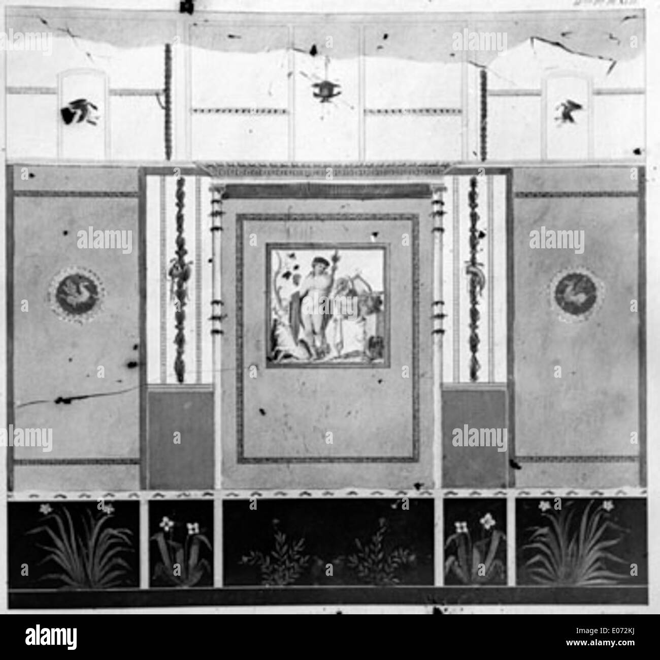 Cette image présente une fresque de la Bibliothèque de Toulouse, France. La fresque fait partie de la collection historique de la bibliothèque et illustre la grandeur du décor artistique du bâtiment. Il reflète le style artistique français de l'époque, soulignant les détails complexes et l'importance culturelle des bibliothèques publiques en tant que centres de connaissances. Banque D'Images