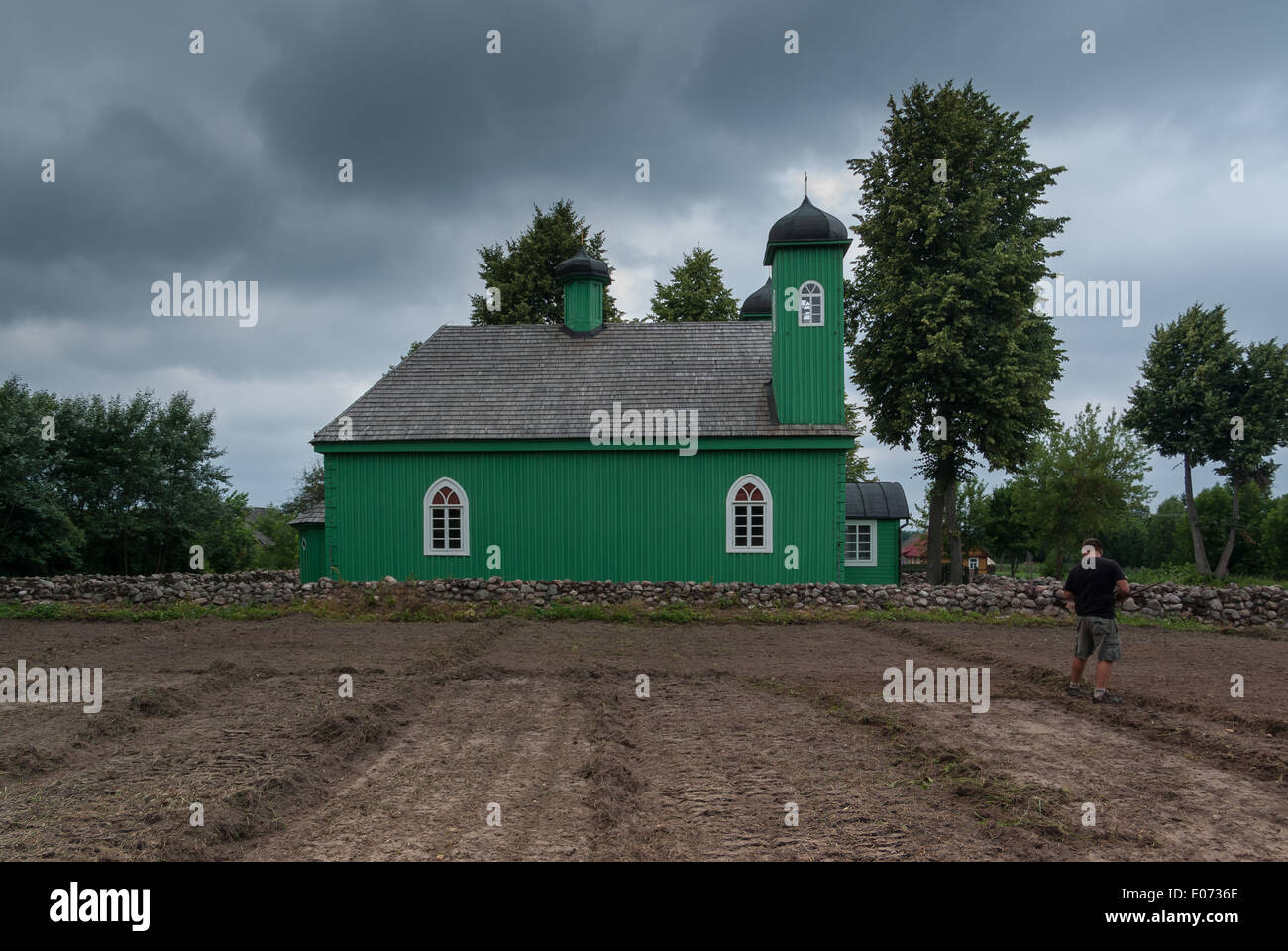 En Bois ancienne mosquée tatare, Kruszyniany, Podlasie, l'est de la Pologne Banque D'Images