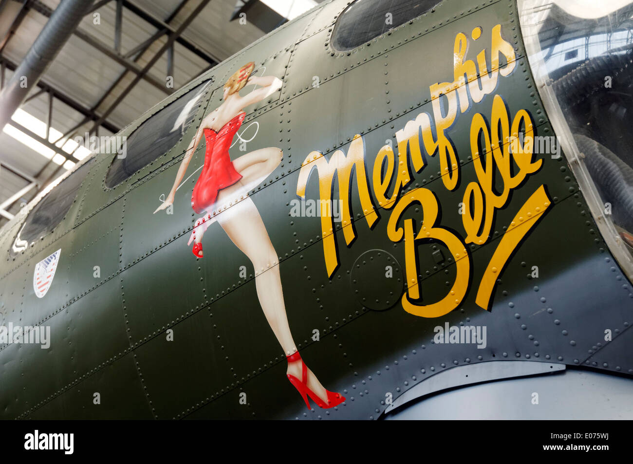 D'art sur le nez, le Memphis Belle célèbre bombardier B-17 Banque D'Images