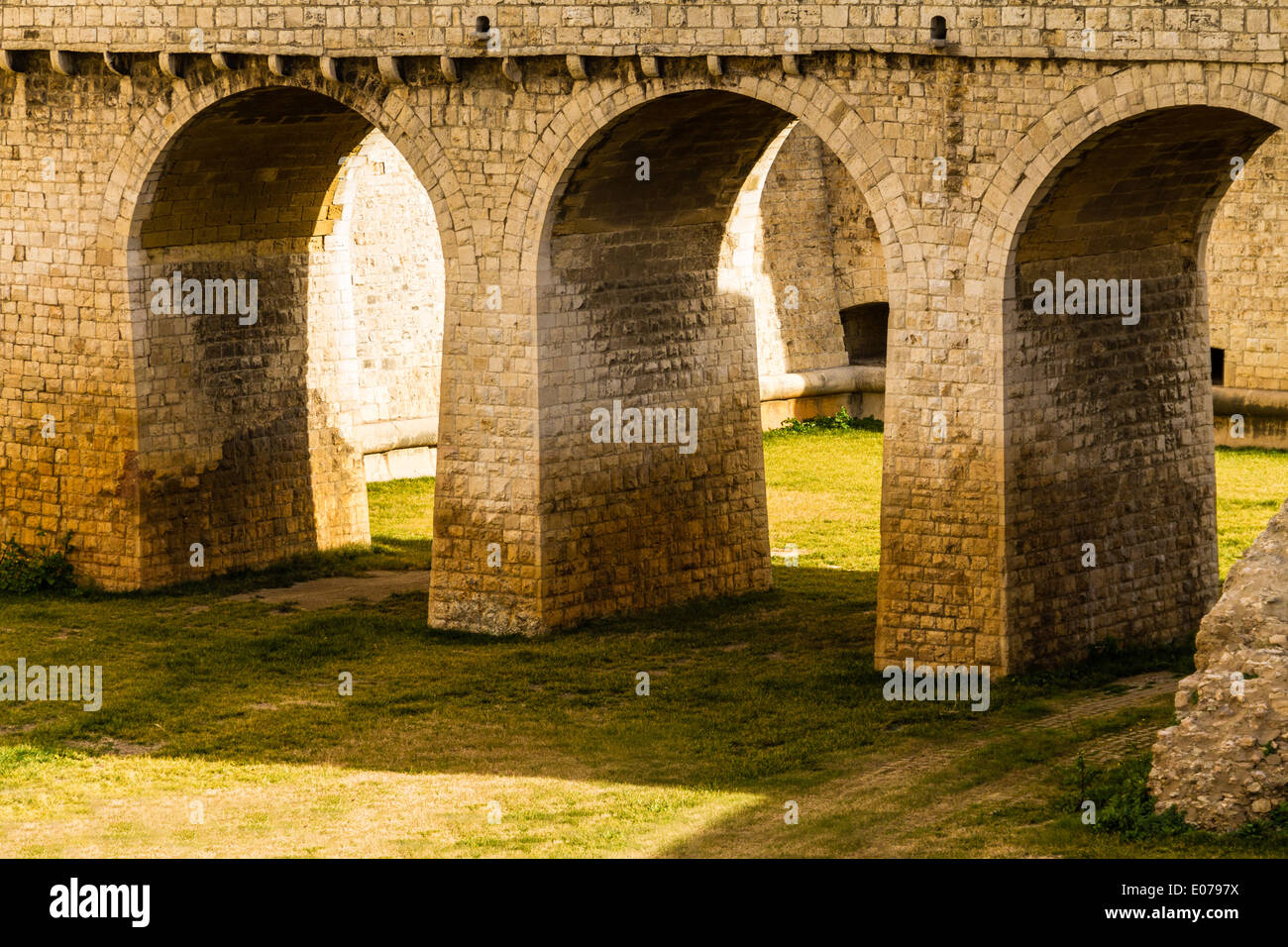 Détail du château de Barletta, ville située dans les Pouilles, Italie du sud Banque D'Images