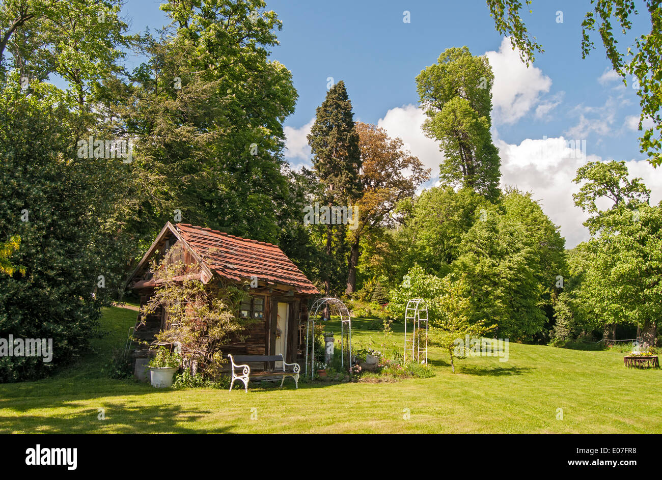 Jardin de l'Jezeri (Eisenberg) Horni Jiretin, Château près de Bohême du Nord, République Tchèque Banque D'Images