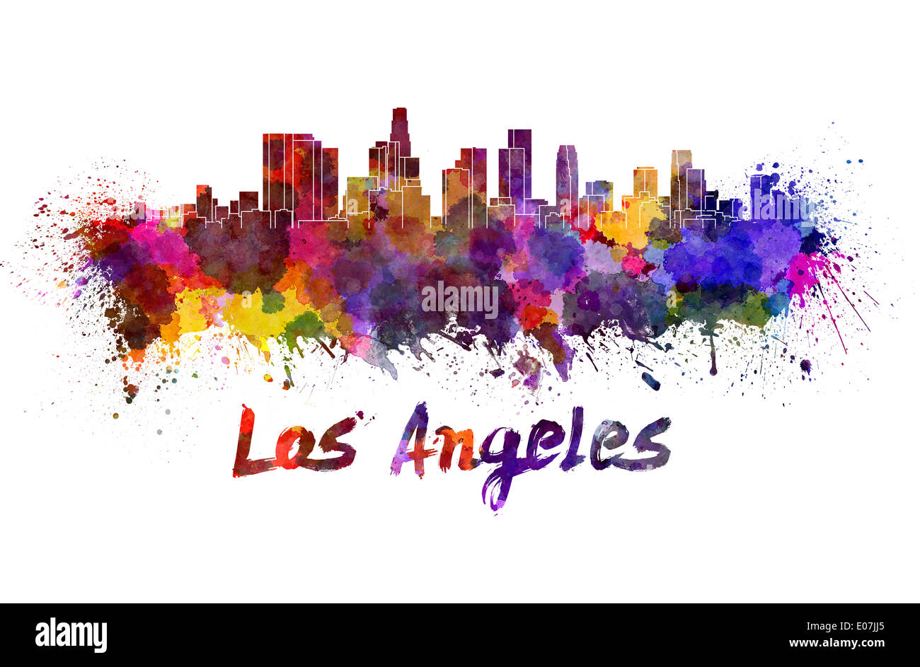 Los Angeles skyline à l'aquarelle Banque D'Images