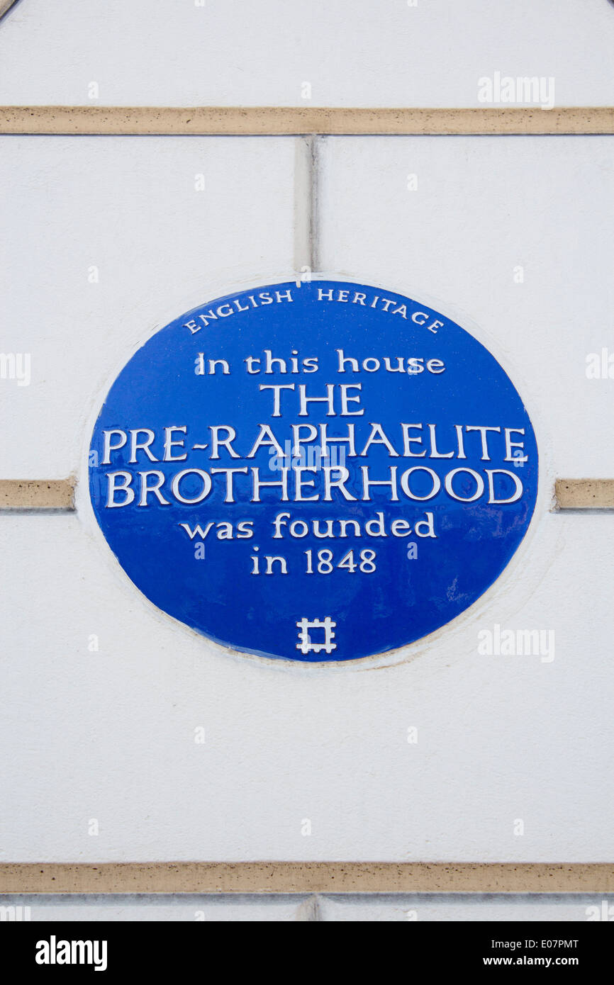 Blue plaque sur le site House in Gower Street commémorant le premier lieu de rencontre de l'art pré-mouvement préraphaélite London England UK Banque D'Images