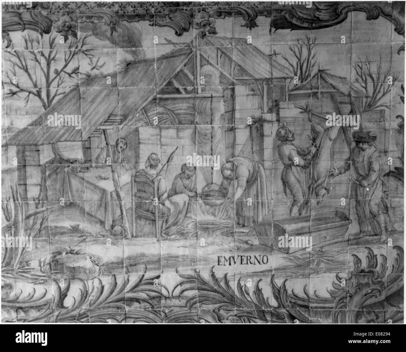 Le Palácio do Correio-Mor à Loures, au Portugal, est un joyau architectural avec des azulejos complexes et une riche histoire. Il fait partie du patrimoine culturel préservé par le Fundação Calouste Gulbenkian. Banque D'Images