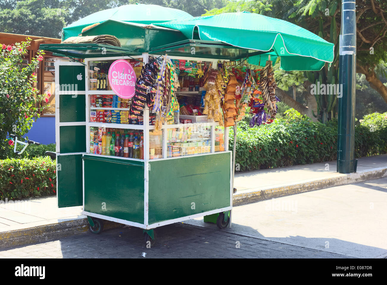 Stand dans le district de Barranco à Lima, Pérou Banque D'Images