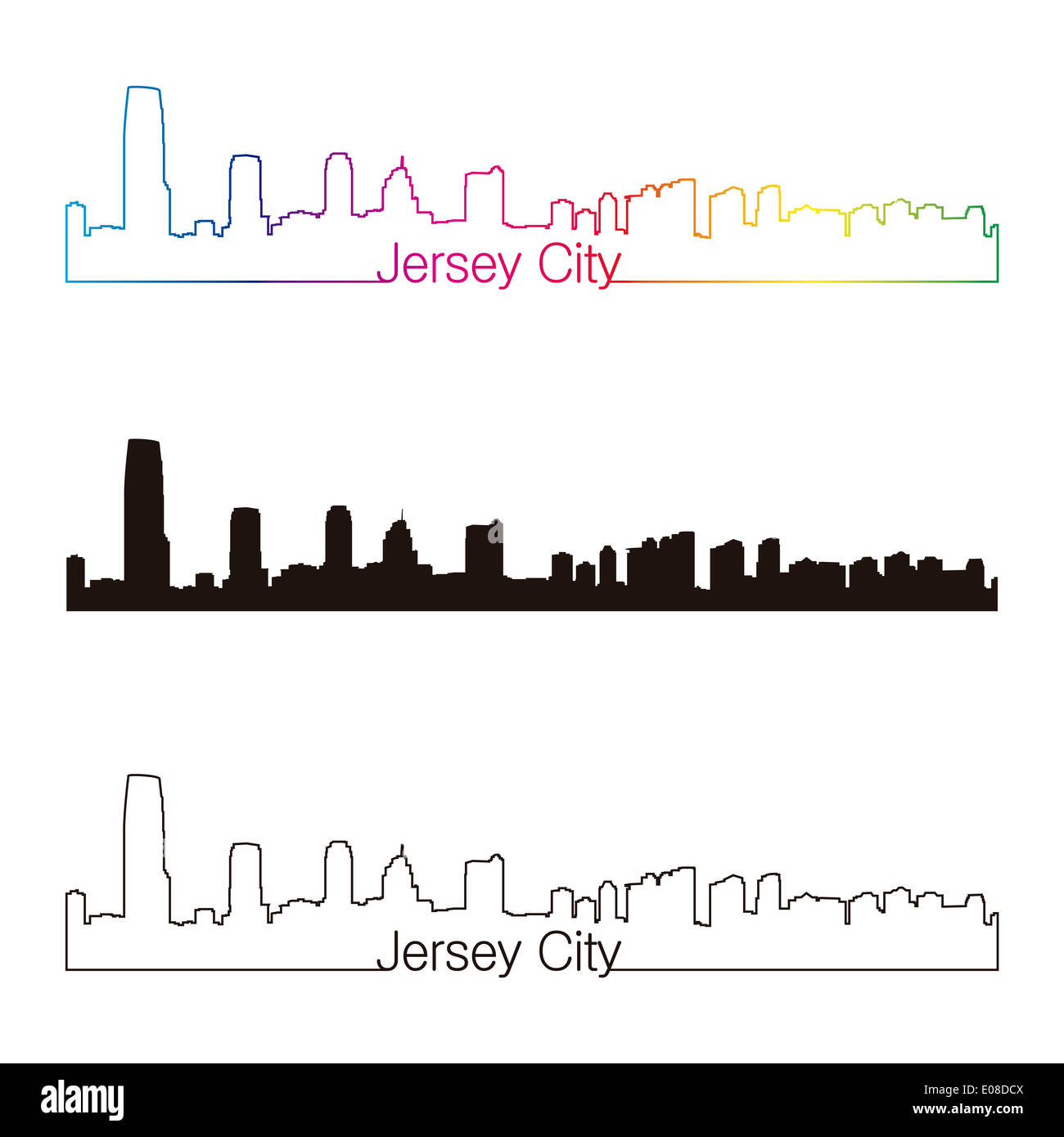 Jersey City skyline style linéaire Banque D'Images