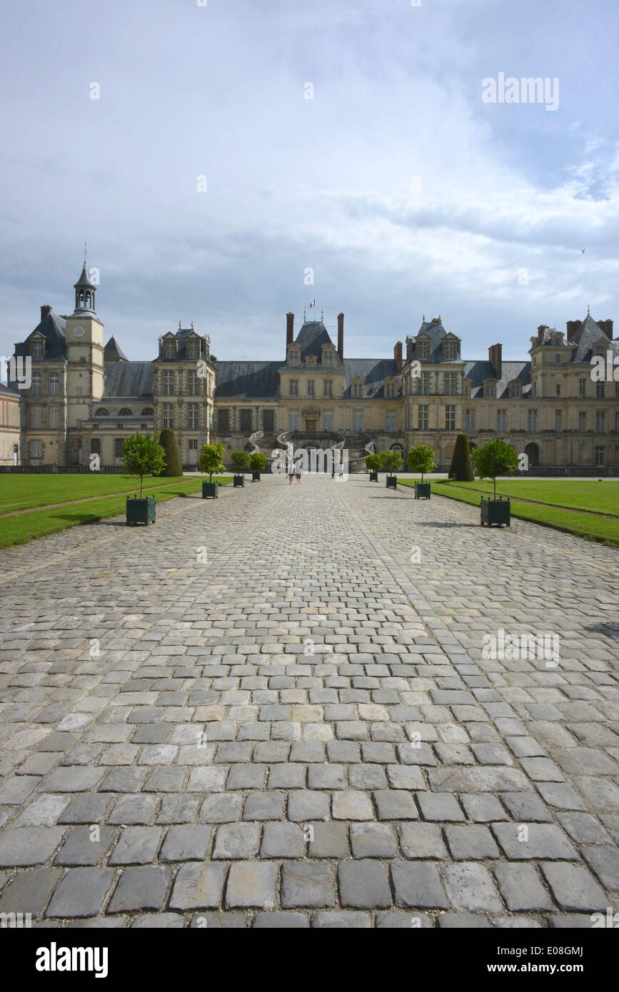 Façade du palais de Fontainebleau, partie de liste du patrimoine mondial de l'UNESCO. 06.09.2013 Banque D'Images