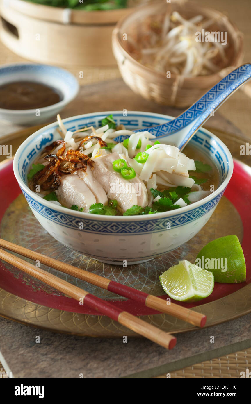 Soupe Poulet et nouilles Pho Ga Vietnam Food Banque D'Images