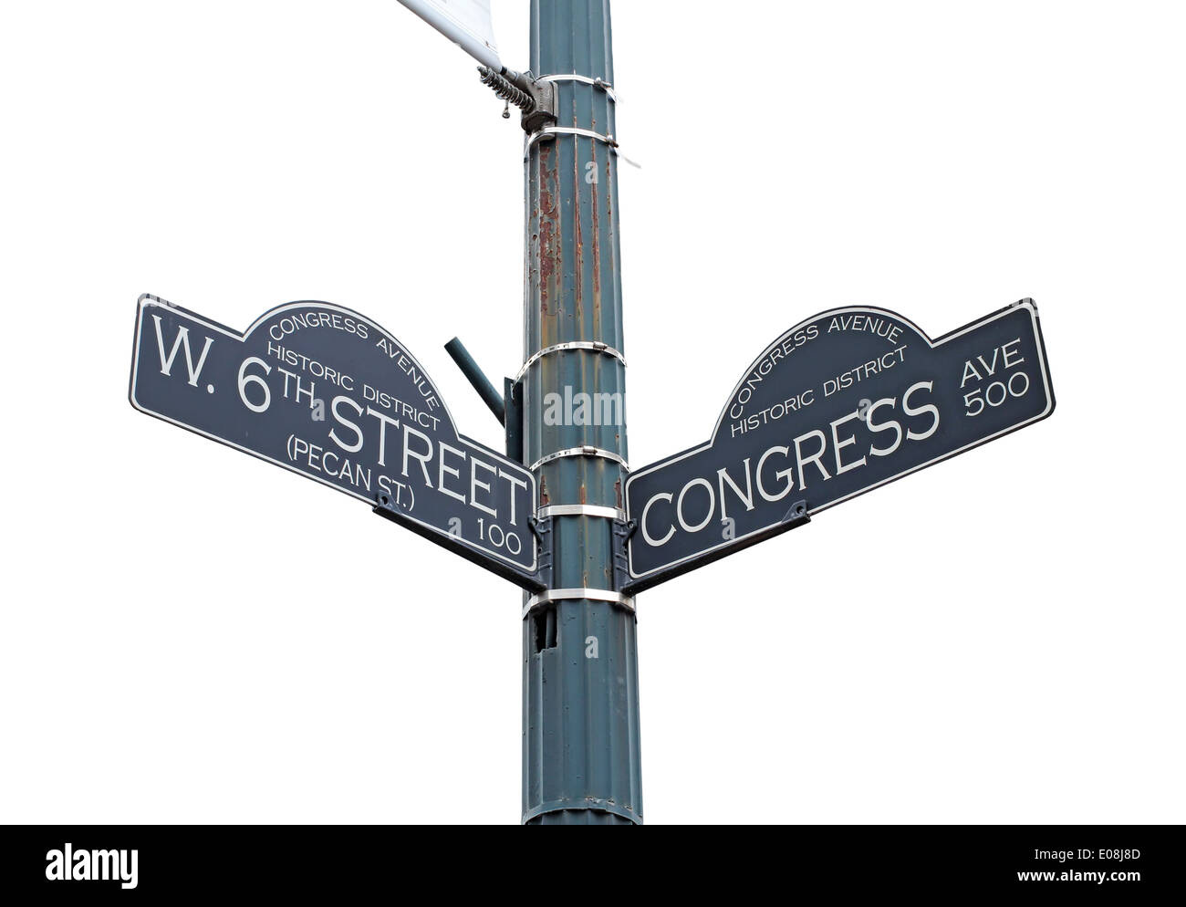 Inscrivez-vous pour la 6e Rue Ouest et de Congress Avenue à Austin, Texas Banque D'Images