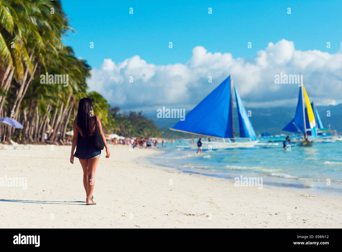White Beach, Boracay Island, Philippines, les Visayas, en Asie du Sud-Est, l'Asie Banque D'Images