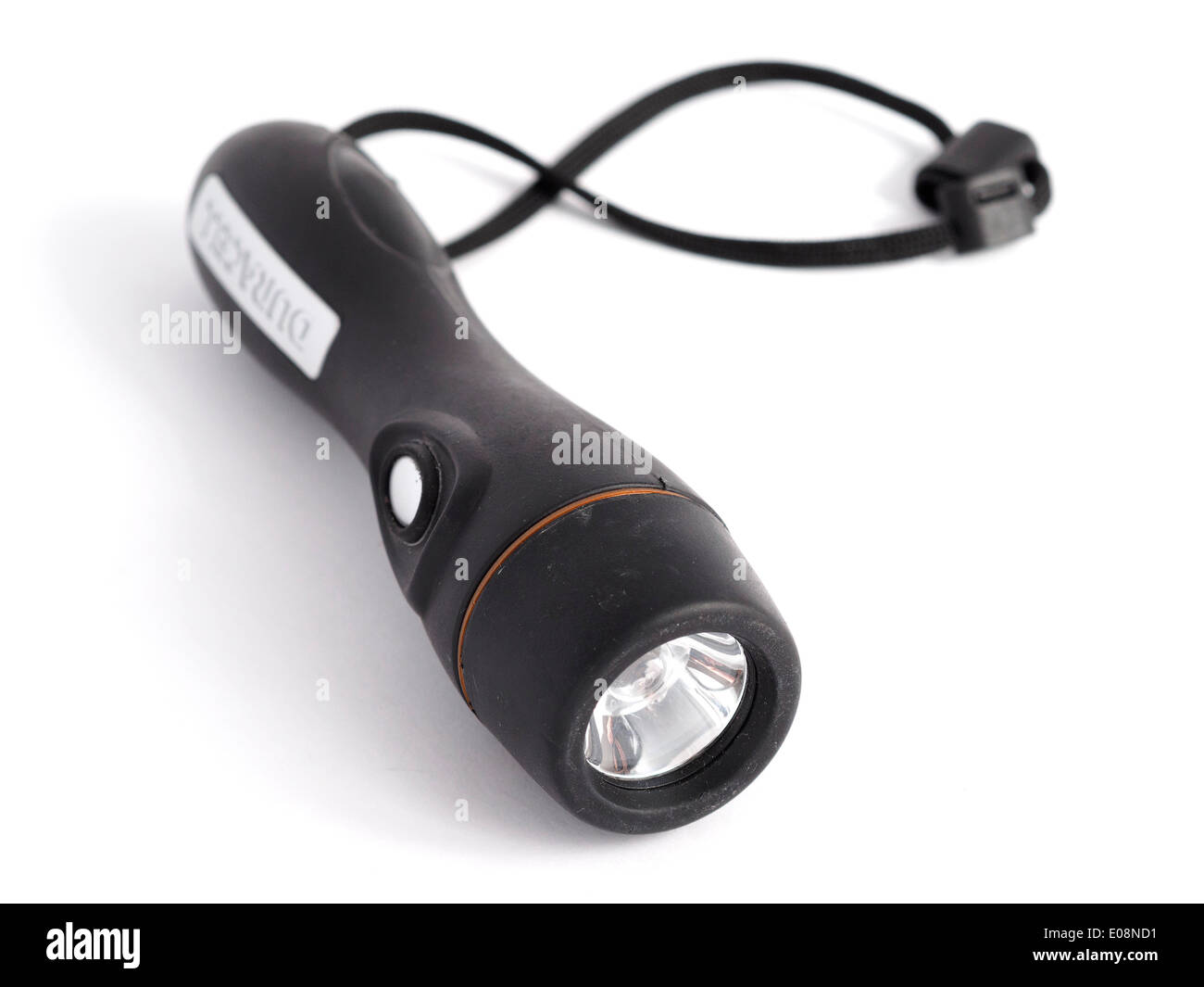 Lampe de poche Duracell noir avec dragonne isolé sur fond blanc Photo Stock  - Alamy
