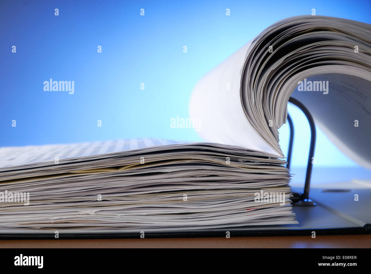 Close up d'un document ouvert. Banque D'Images