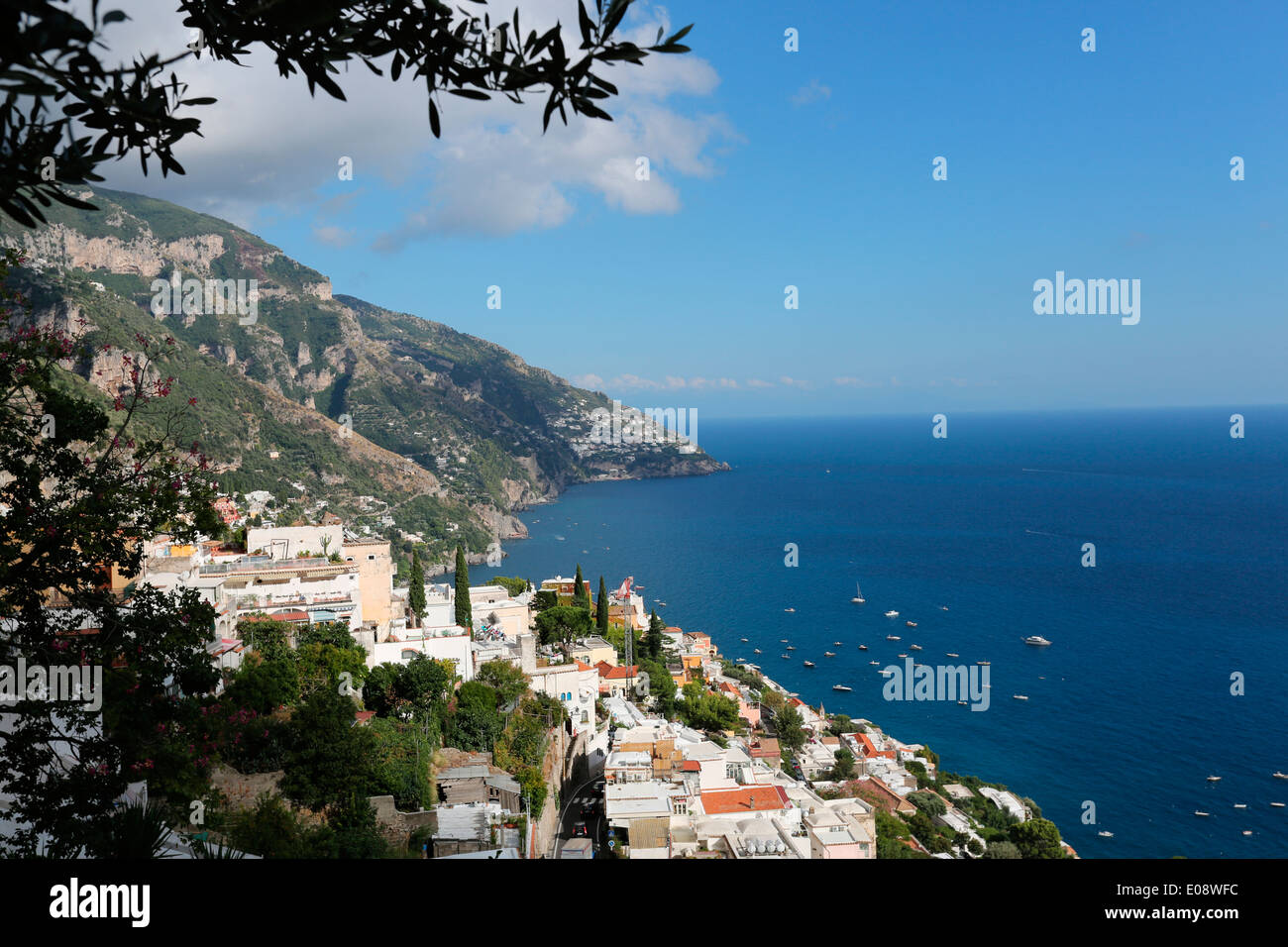 Vue sur Positano, Amalfi Coast, Italie Banque D'Images