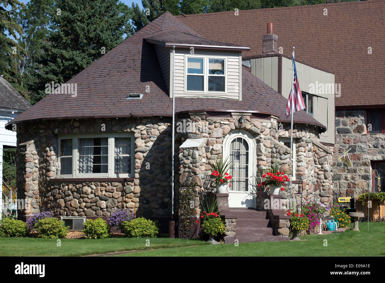Une maison en pierre ronde en Rugby, dans le Dakota du Nord Banque D'Images